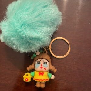 Mint green Fluffy Keychain with CryBaby Doll Charm new